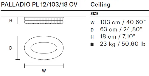 Masiero Palladio - Oval Pendant or Flush Fitting