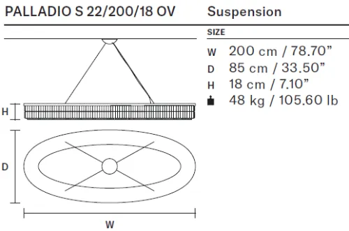 Masiero Palladio - Oval Pendant or Flush Fitting