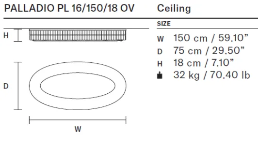 Masiero Palladio - Oval Pendant or Flush Fitting