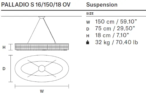 Masiero Palladio - Oval Pendant or Flush Fitting