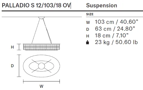 Masiero Palladio - Oval Pendant or Flush Fitting