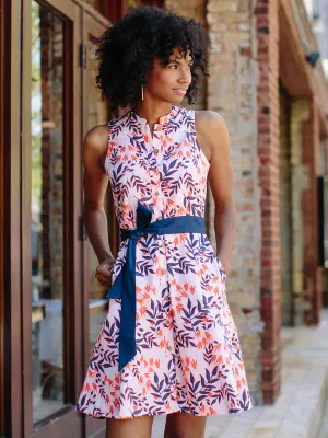 Mata Traders Monterey Shirtdress Peach Navy