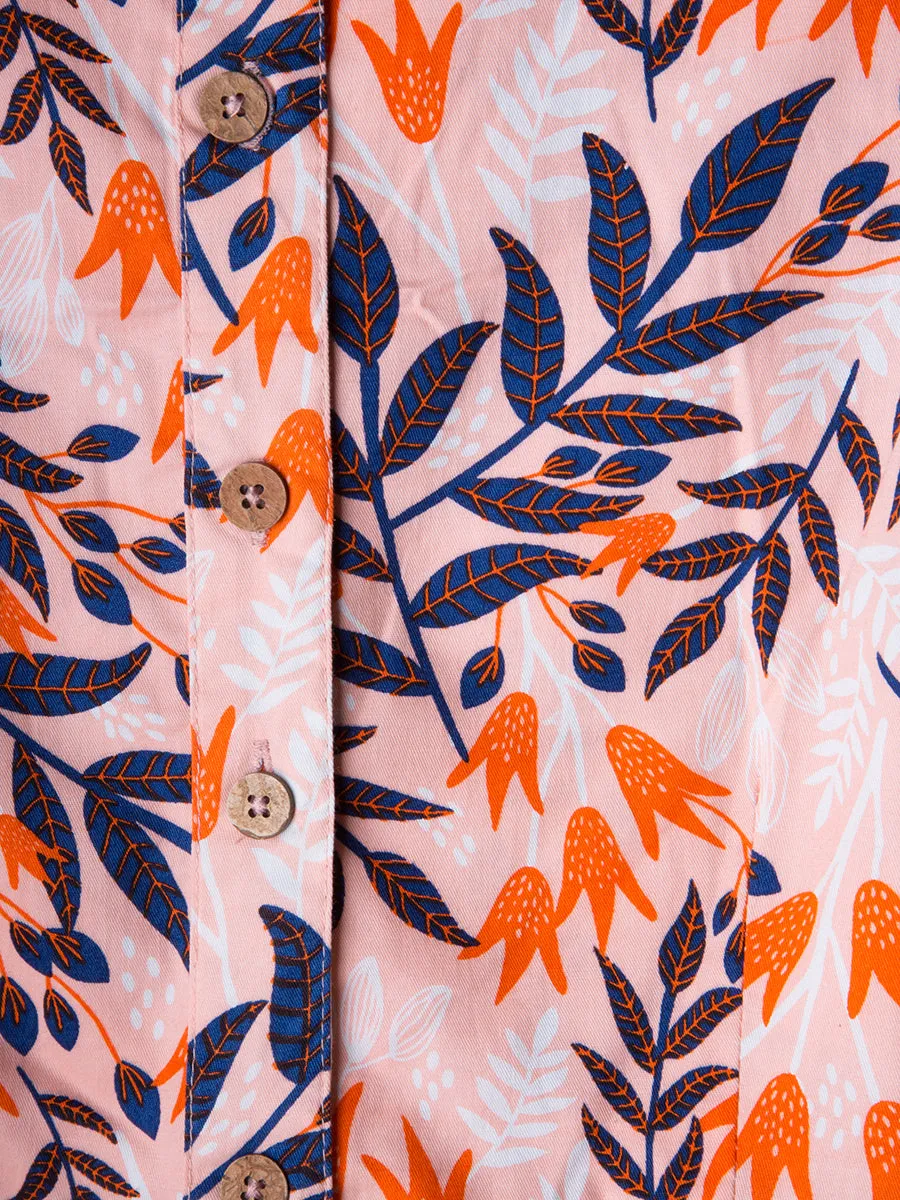 Mata Traders Monterey Shirtdress Peach Navy