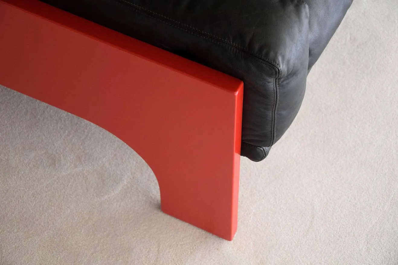 Mid Century Red and Black Sofa by Claudio Salocchi for Sormani