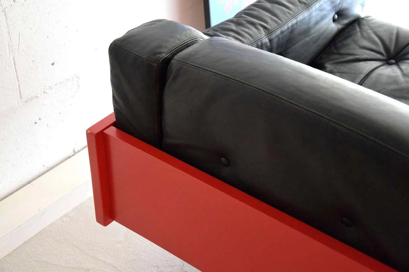 Mid Century Red and Black Sofa by Claudio Salocchi for Sormani