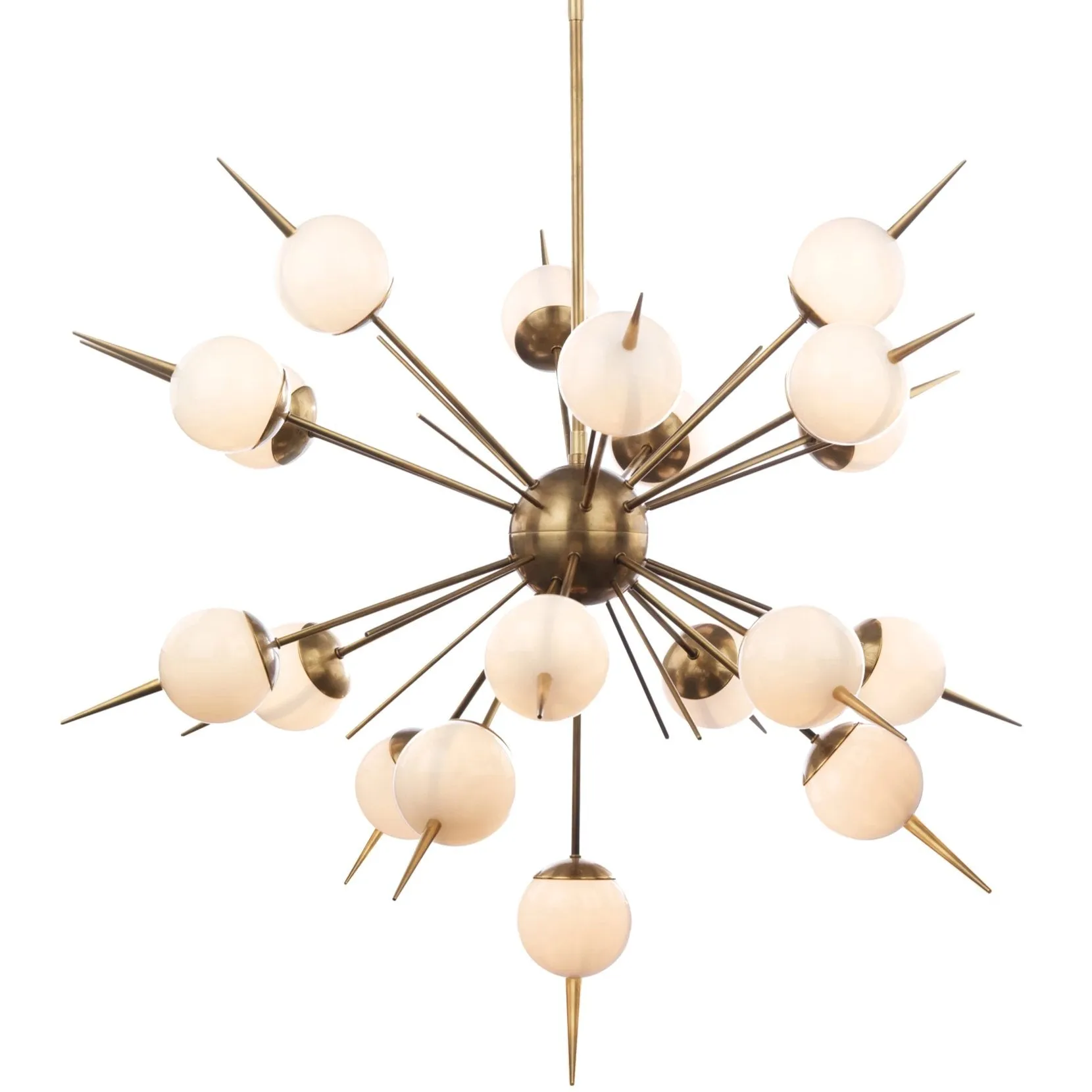 Mid Century Sputnik Style Chandelier With Opaline Spheres