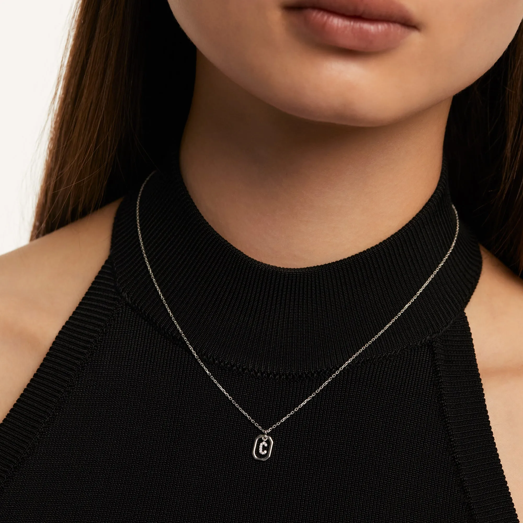 Mini Letter C Silver Necklace