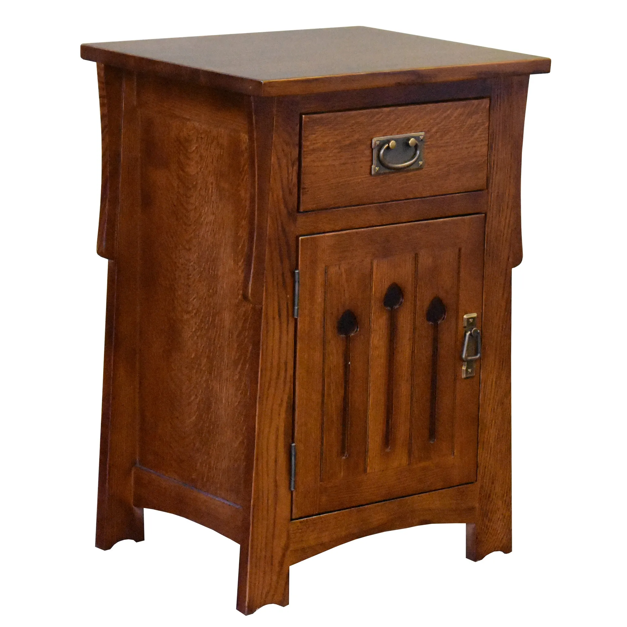 Mission Style Solid Quarter Sawn Oak Keyhole Nightstand