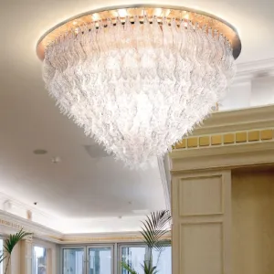 Murano Glass Flush Ceiling Light With Gold Or Silver Frame