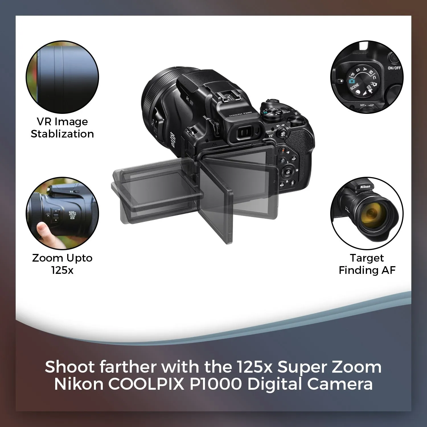 Nikon COOLPIX P1000 125x Zoom Digital Camera (26522)   64GB SD Card   Bag (Intl)
