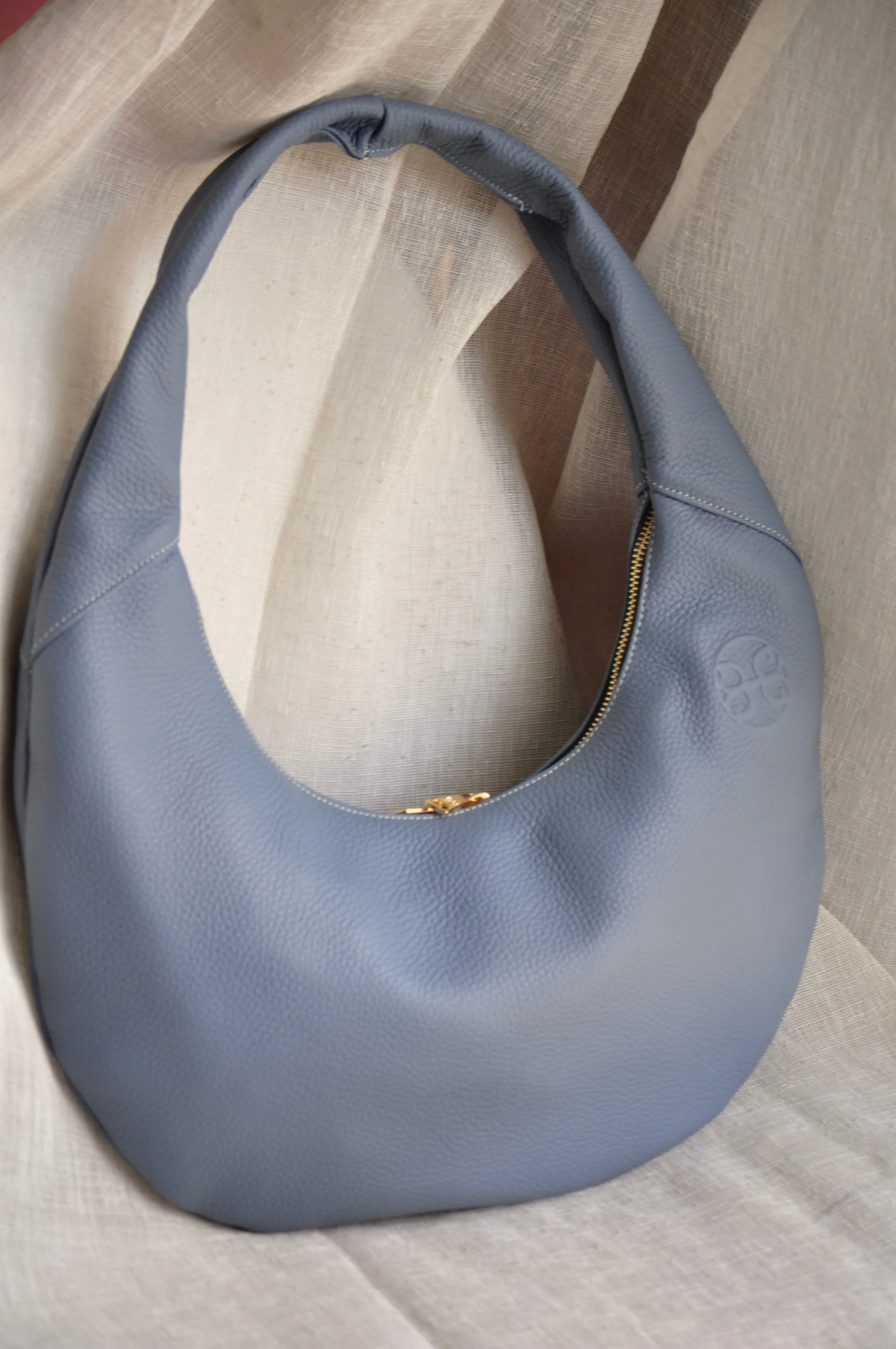 Ophelia Leather Shoulder Bag - French Blue