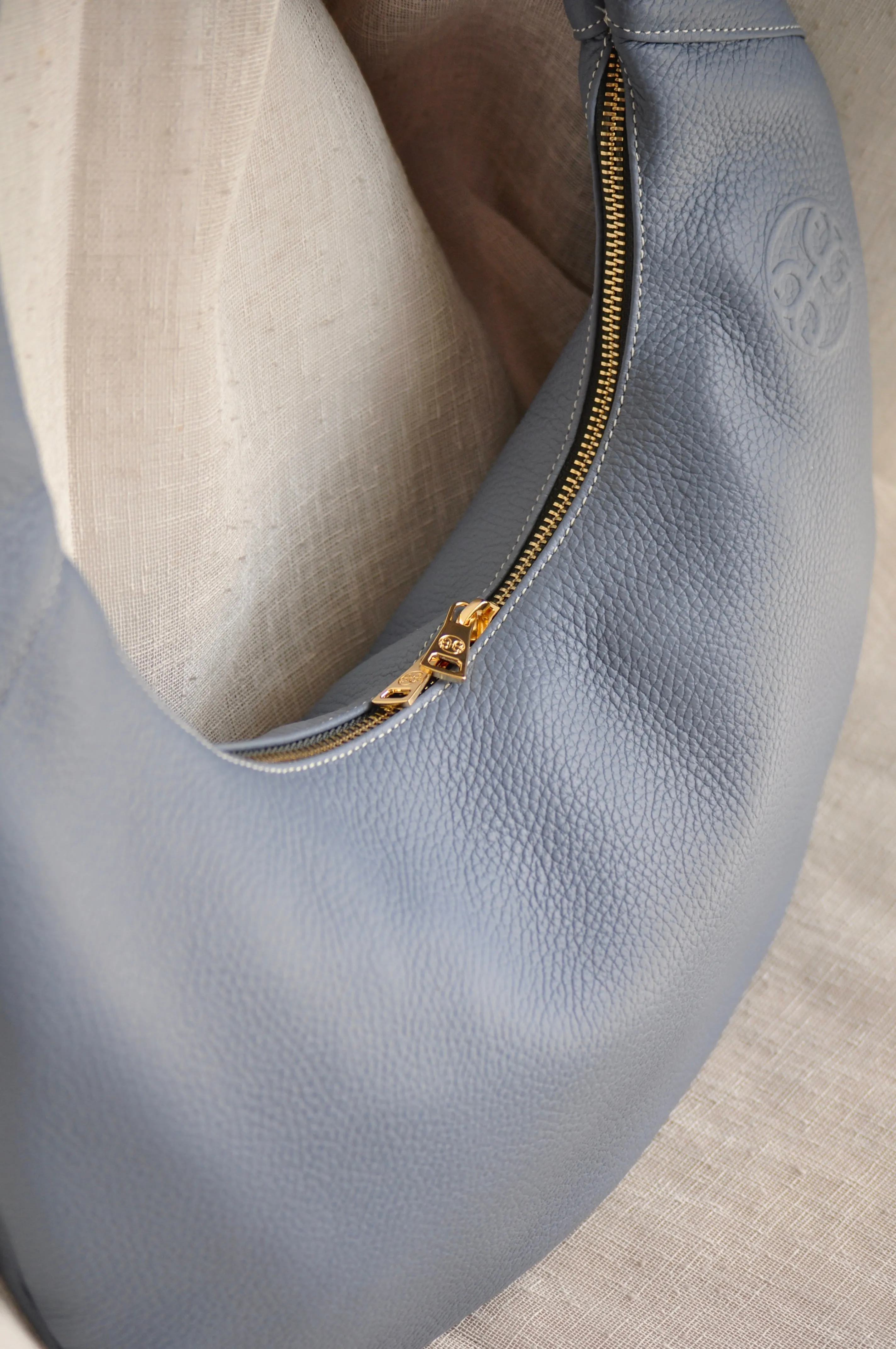 Ophelia Leather Shoulder Bag - French Blue
