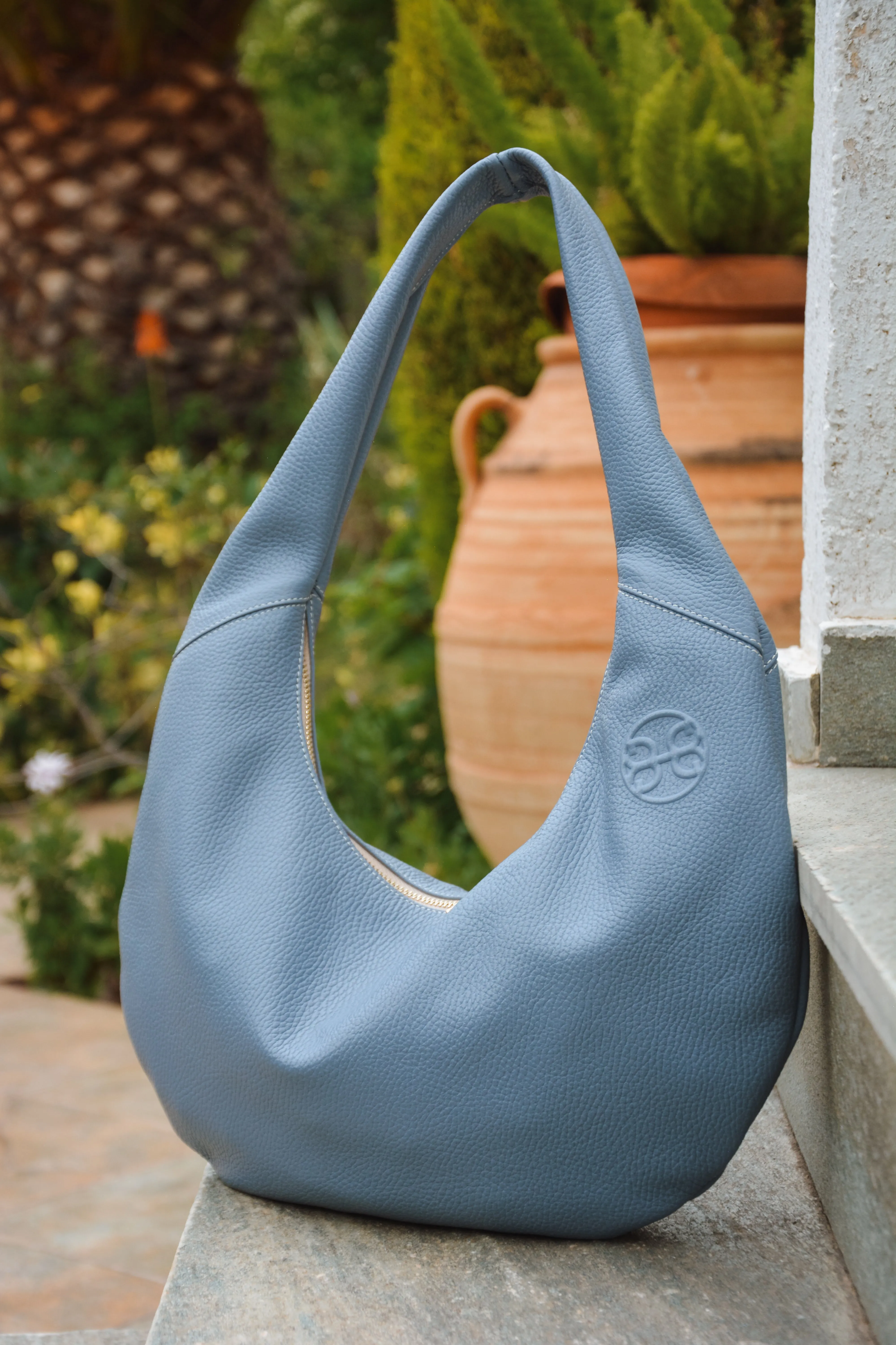 Ophelia Leather Shoulder Bag - French Blue
