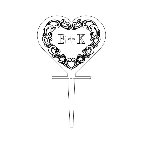 Ornate Heart Cupcake Topper