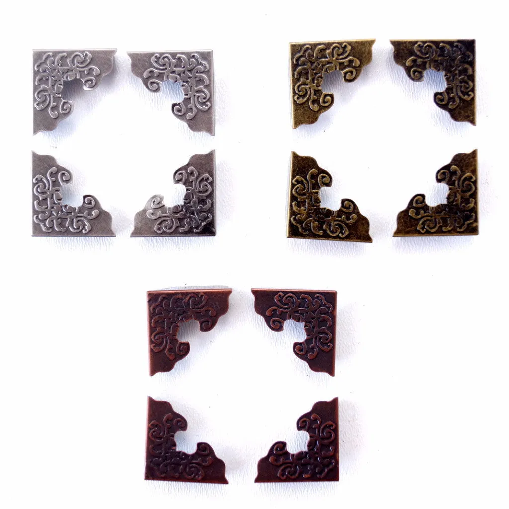 Ornate Metal Photo Corners in Antique Nickel Finish (Set of 4)