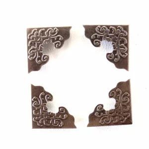 Ornate Metal Photo Corners in Antique Nickel Finish (Set of 4)