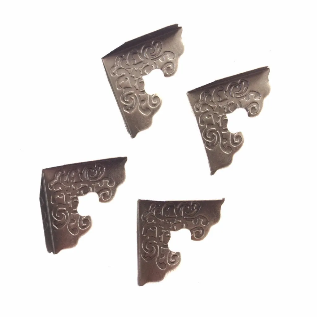 Ornate Metal Photo Corners in Antique Nickel Finish (Set of 4)