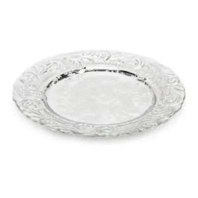 Ornate Silver Round Serving Platter