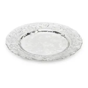 Ornate Silver Round Serving Platter