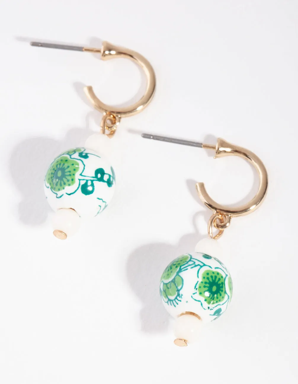 Painted Ball Green Huggie Earrings