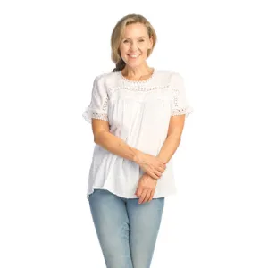 Papillon Swiss Dot Short Sleeve Blouse
