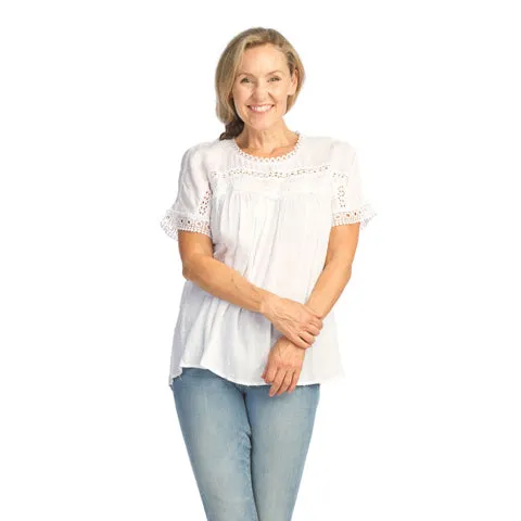 Papillon Swiss Dot Short Sleeve Blouse