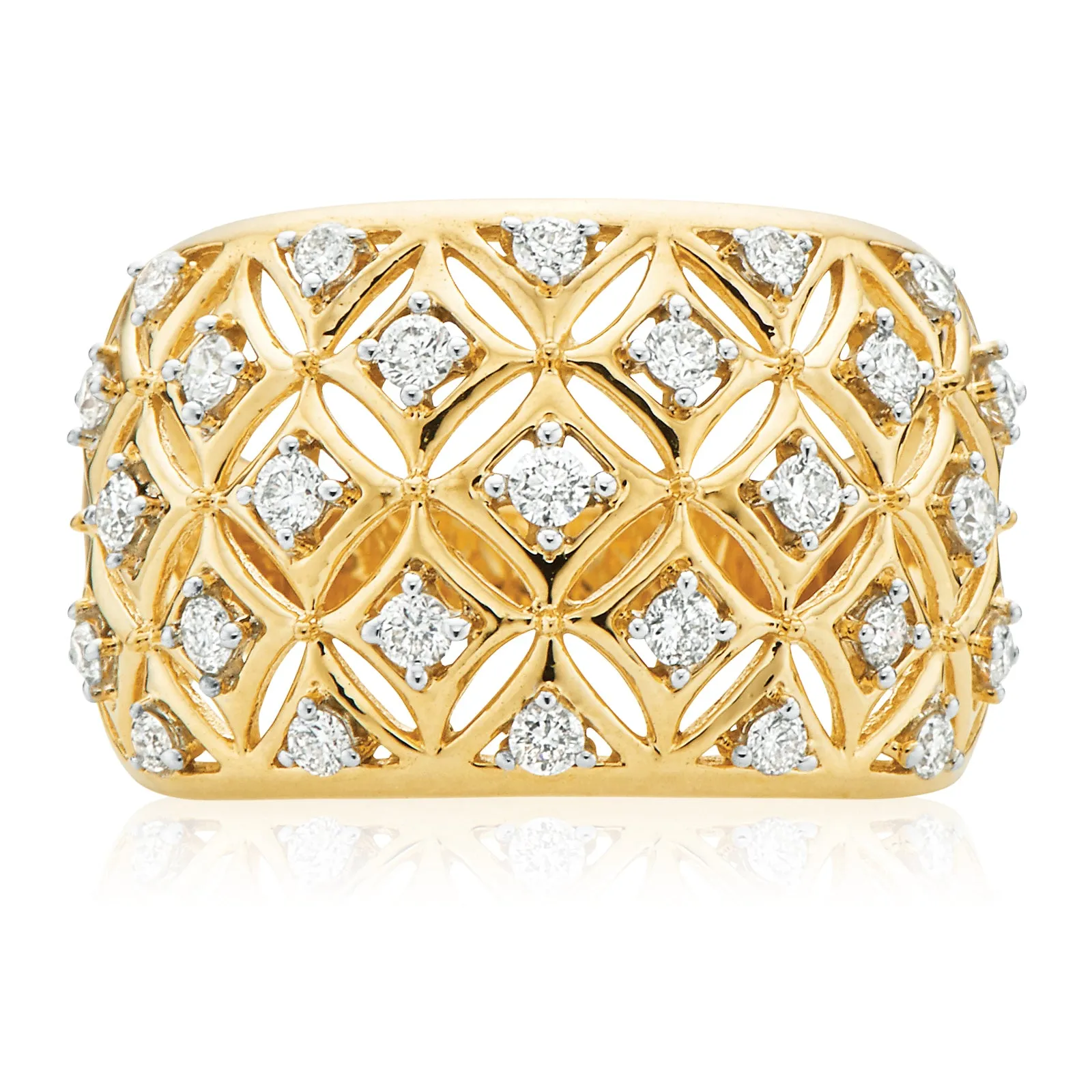 Paris 14ct Yellow Gold Round Brilliant Cut 1/2 CARAT tw of Diamonds Ring