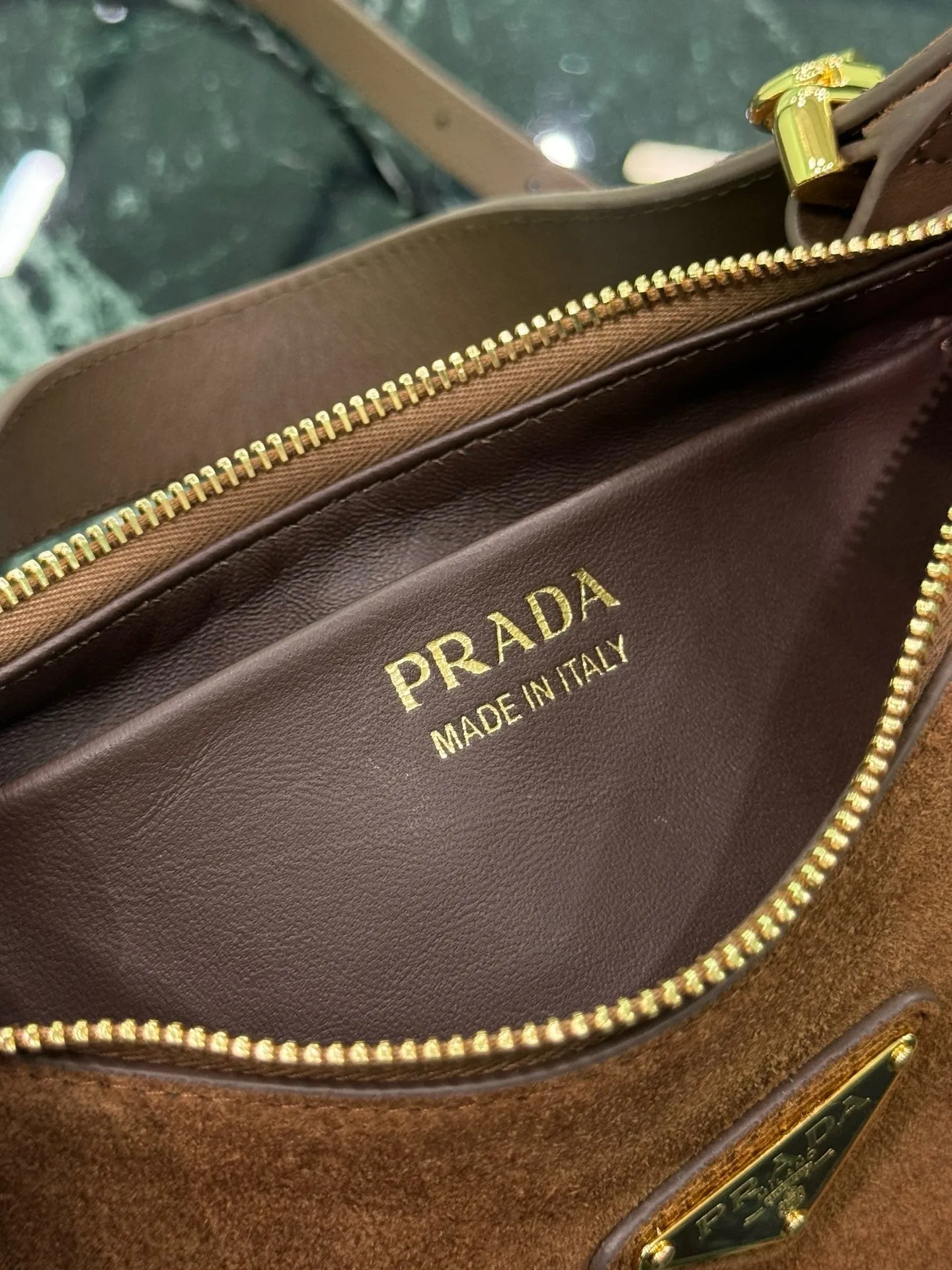 PD316 Prada Arqué Suede Shoulder Bag / HIGHEST QUALITY VERSION / 8.8x7.3x2.5inch
