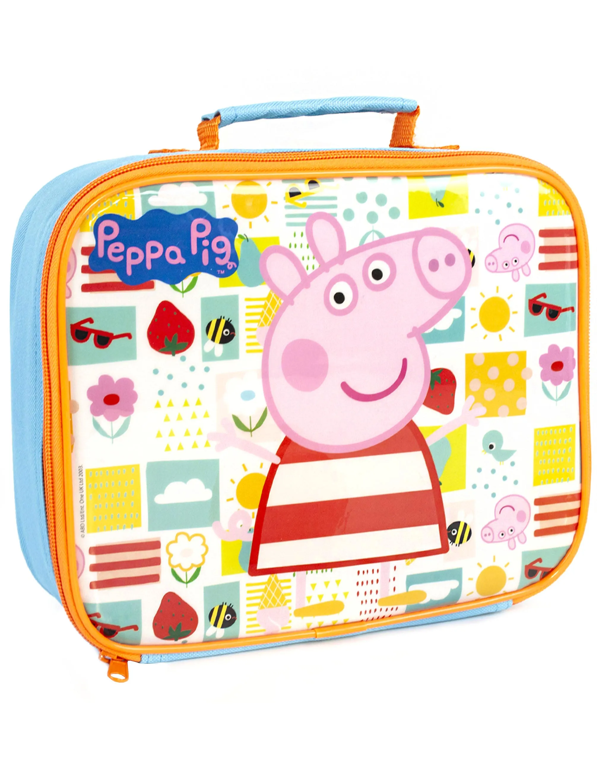 Peppa Pig Multi-Character Placement Prints Girls Blue Lunch Bag Bottle and Snack Pot
