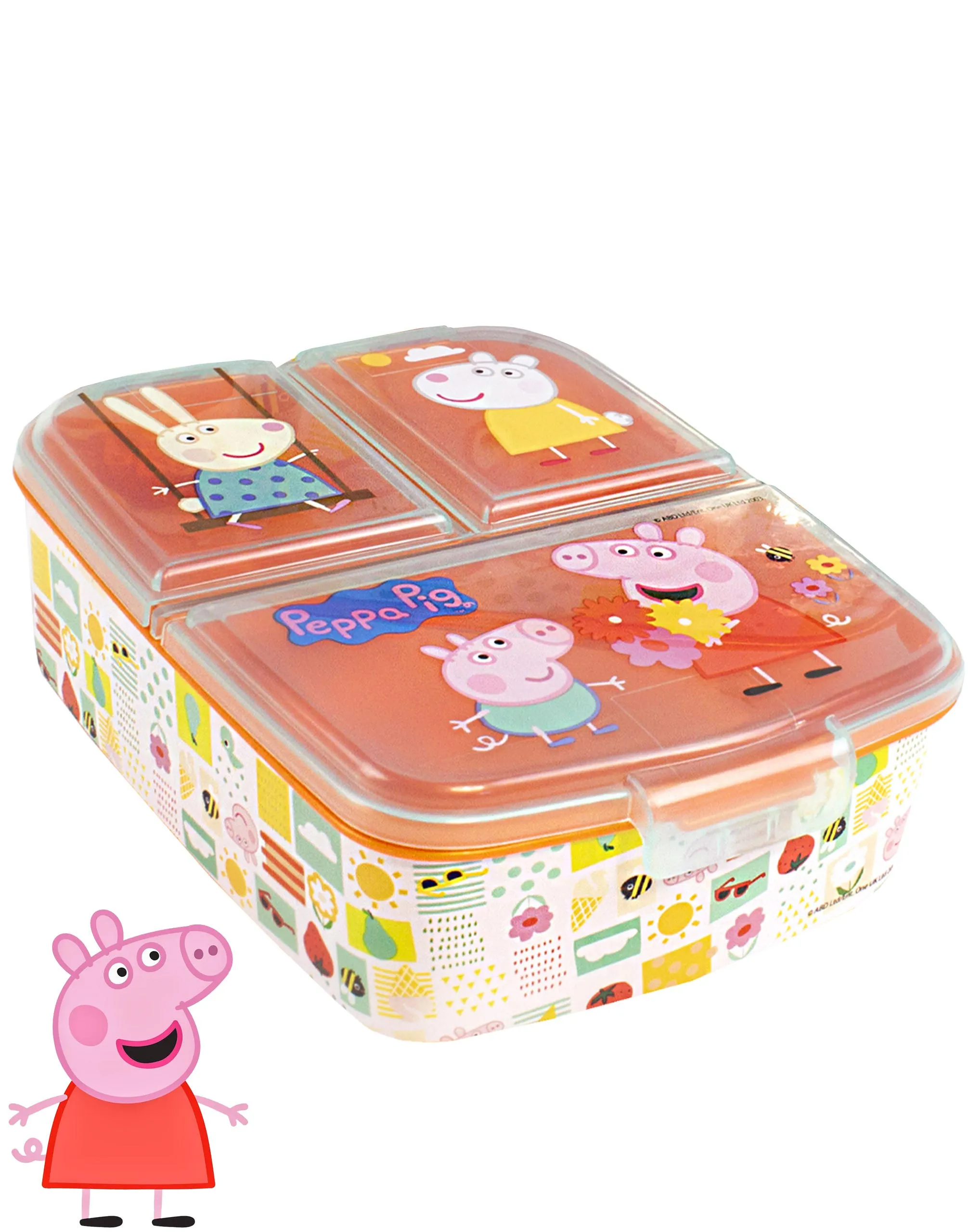 Peppa Pig Multi-Character Placement Prints Girls Blue Lunch Bag Bottle and Snack Pot
