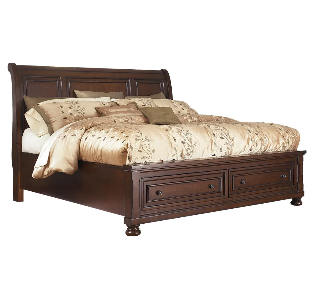 Porter California King Sleigh Bed with Mirrored Dresser, Chest and Nightstand