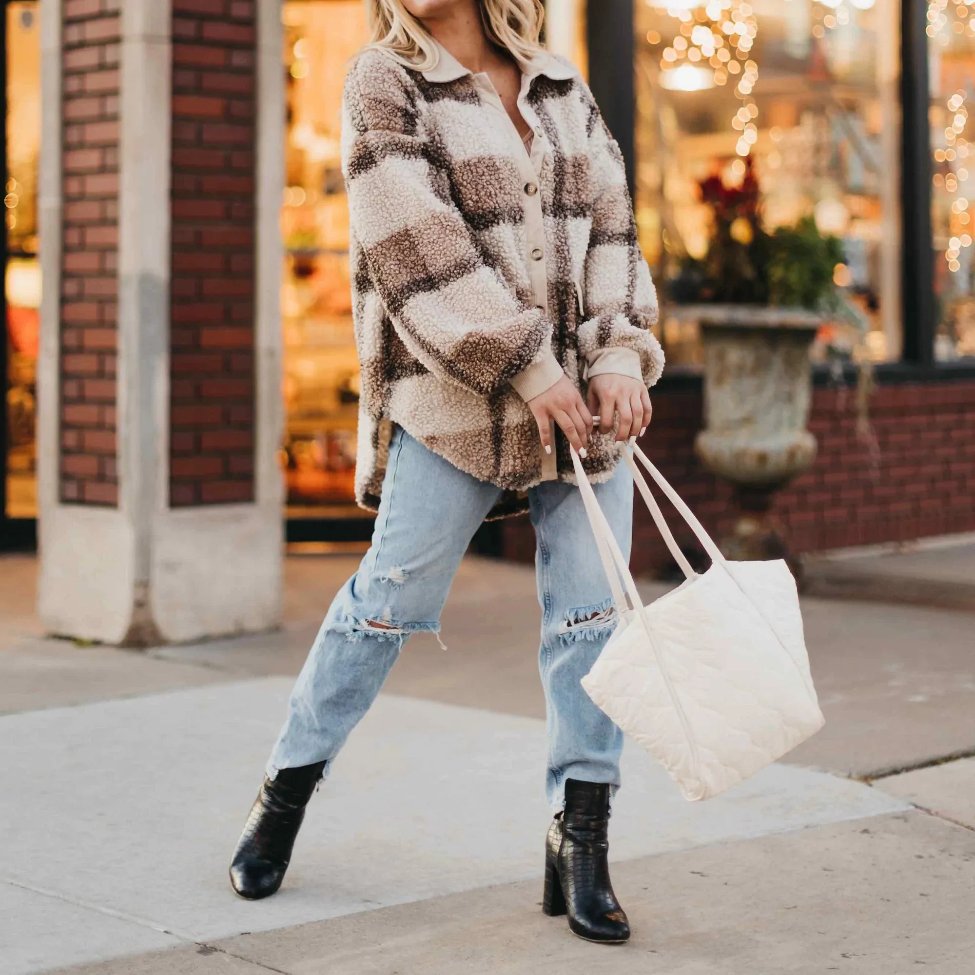 Preslee Petite Puffer Tote - Cream