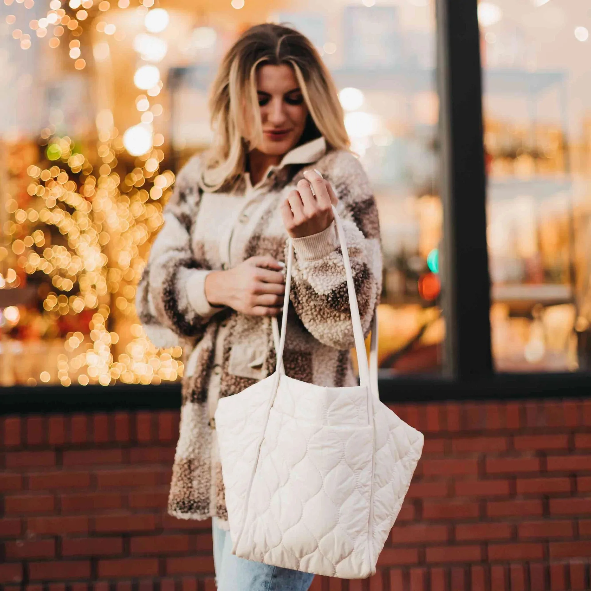 Preslee Petite Puffer Tote - Cream