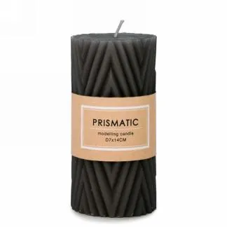 Prismatic Ornate Candle - 3x5.5" - Black