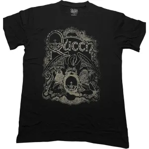 Queen Unisex Embellished T-Shirt: Ornate Crest (Diamante)