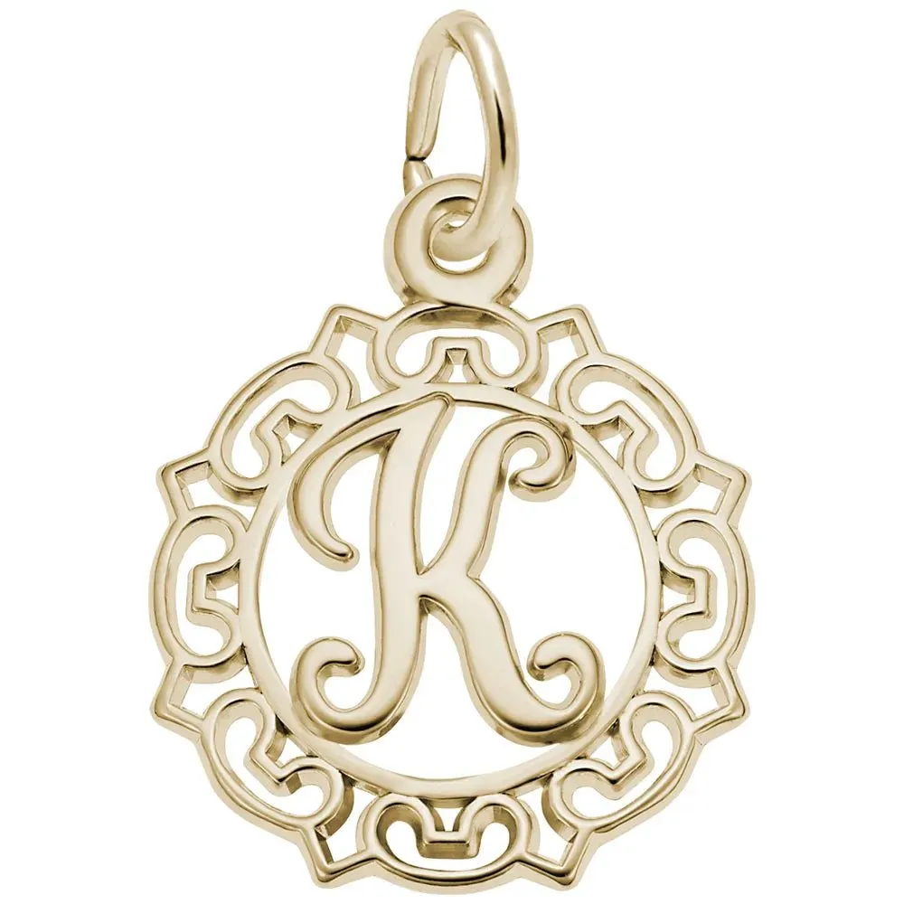 Rembrandt Charms - Ornate Script Initial K Charm - 0817-011