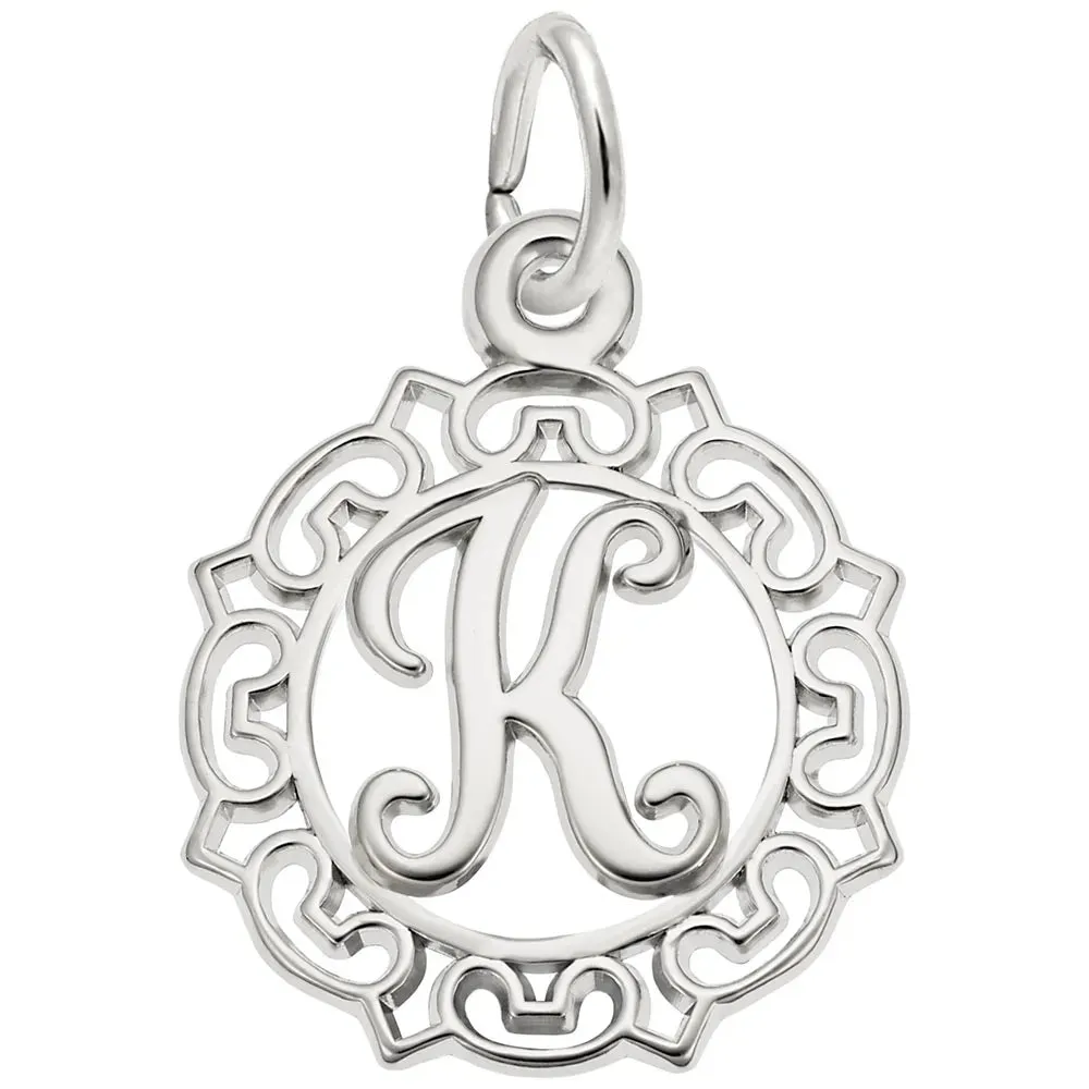 Rembrandt Charms - Ornate Script Initial K Charm - 0817-011