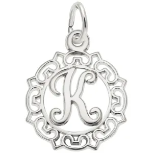Rembrandt Charms - Ornate Script Initial K Charm - 0817-011