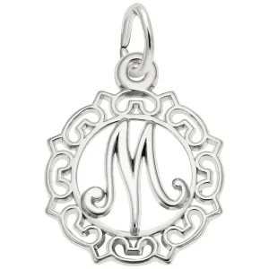 Rembrandt Charms - Ornate Script Initial M Charm - 0817-013