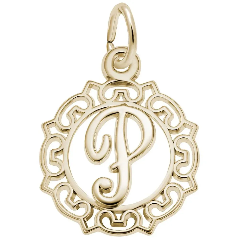 Rembrandt Charms - Ornate Script Initial P Charm - 0817-016
