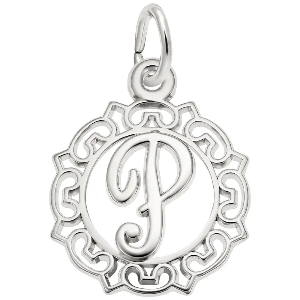Rembrandt Charms - Ornate Script Initial P Charm - 0817-016
