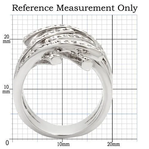 Rhodium Brass Ring with AAA Grade CZ in Clear for Women Style 0W061
