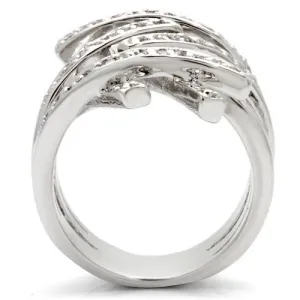 Rhodium Brass Ring with AAA Grade CZ in Clear for Women Style 0W061