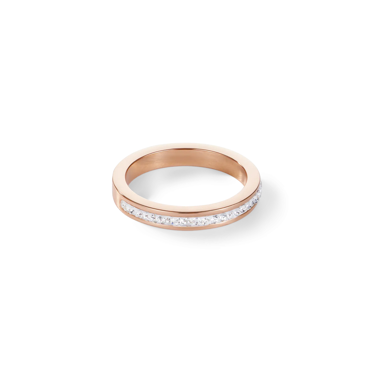 Ring slim stainless steel rose gold & crystals pavé crystal