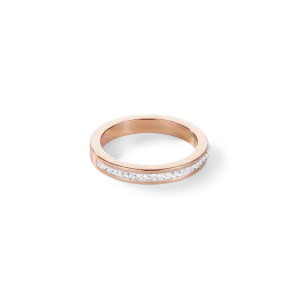 Ring slim stainless steel rose gold & crystals pavé crystal