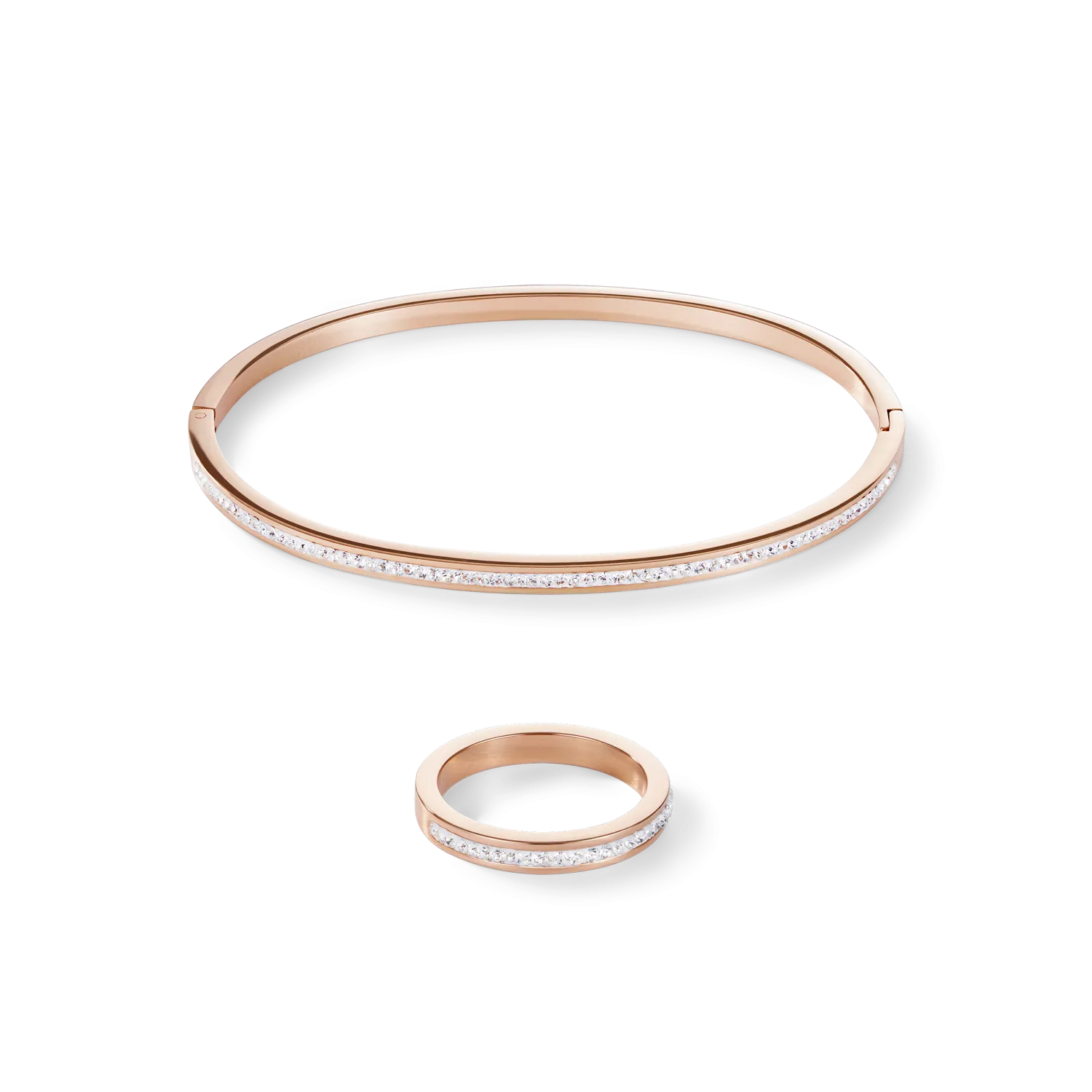 Ring slim stainless steel rose gold & crystals pavé crystal