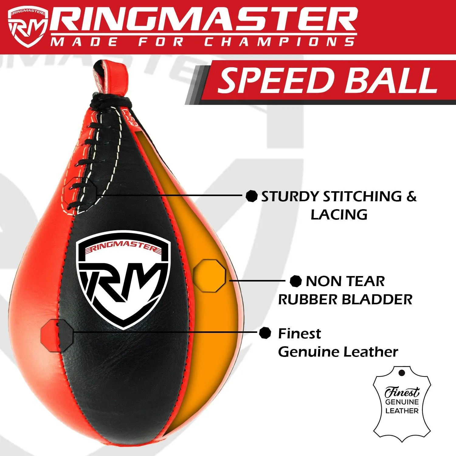 RingMaster Sports Speed Ball Genuine Leather Red/Black