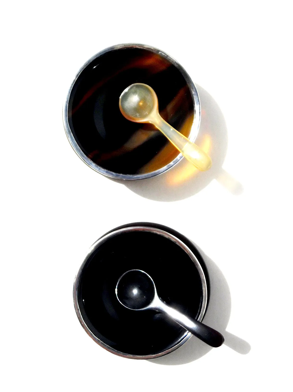 SALT AND PEPPER SET HORN AND STERLING SILVER