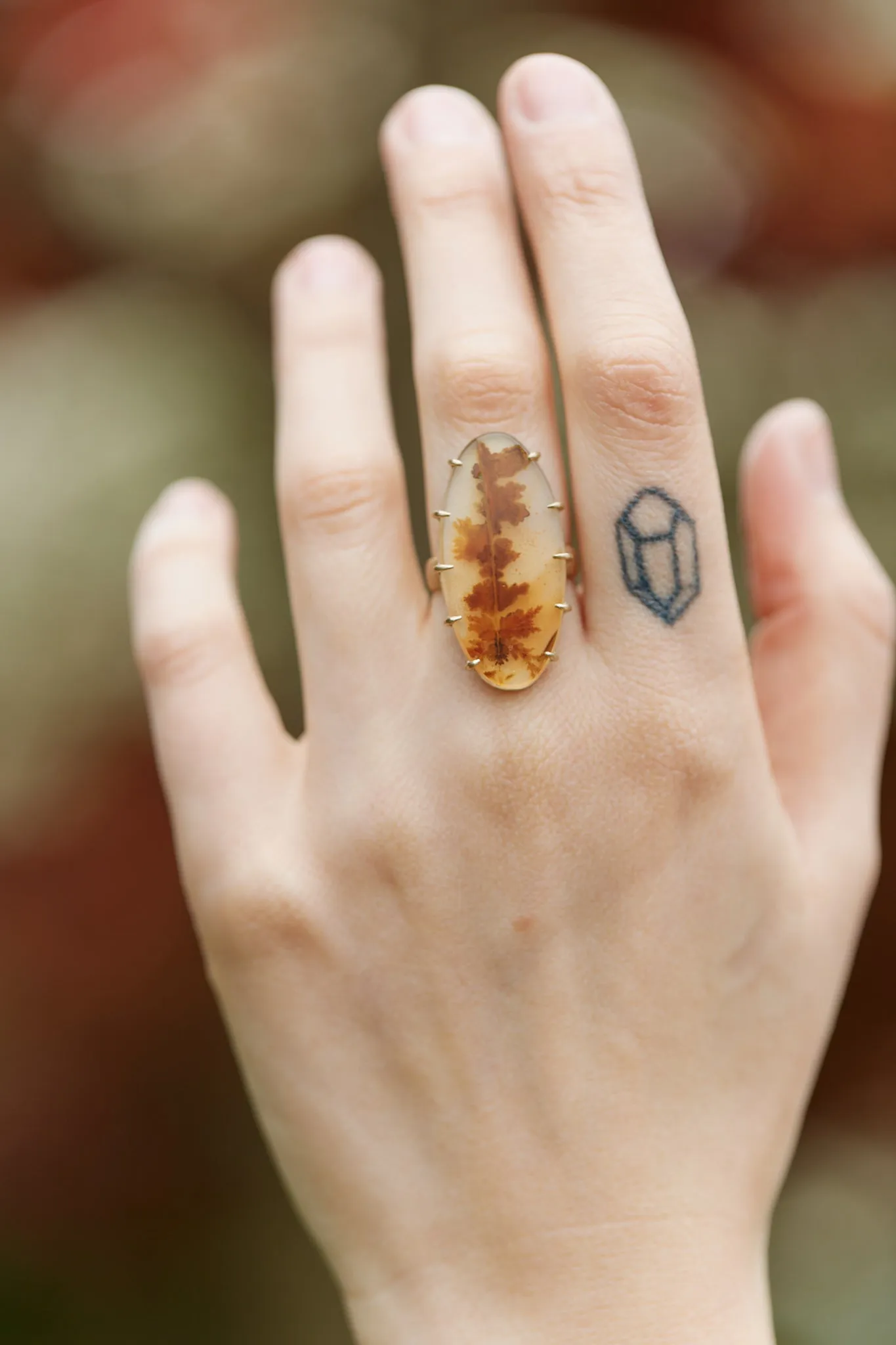 Seaside Super Bloom Dendritic Agate Vanity Ring