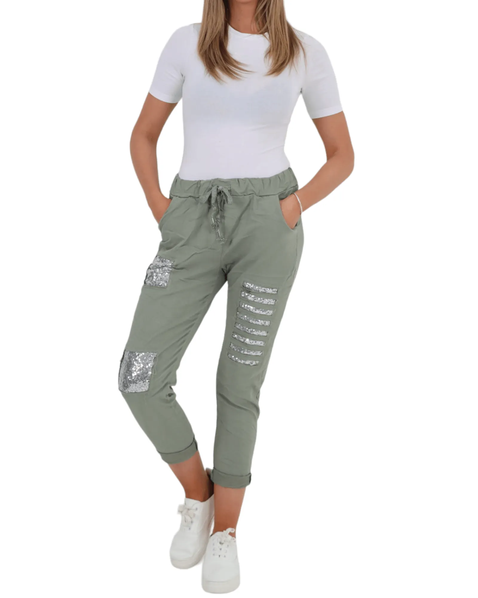 Sequin Details Magic Pants